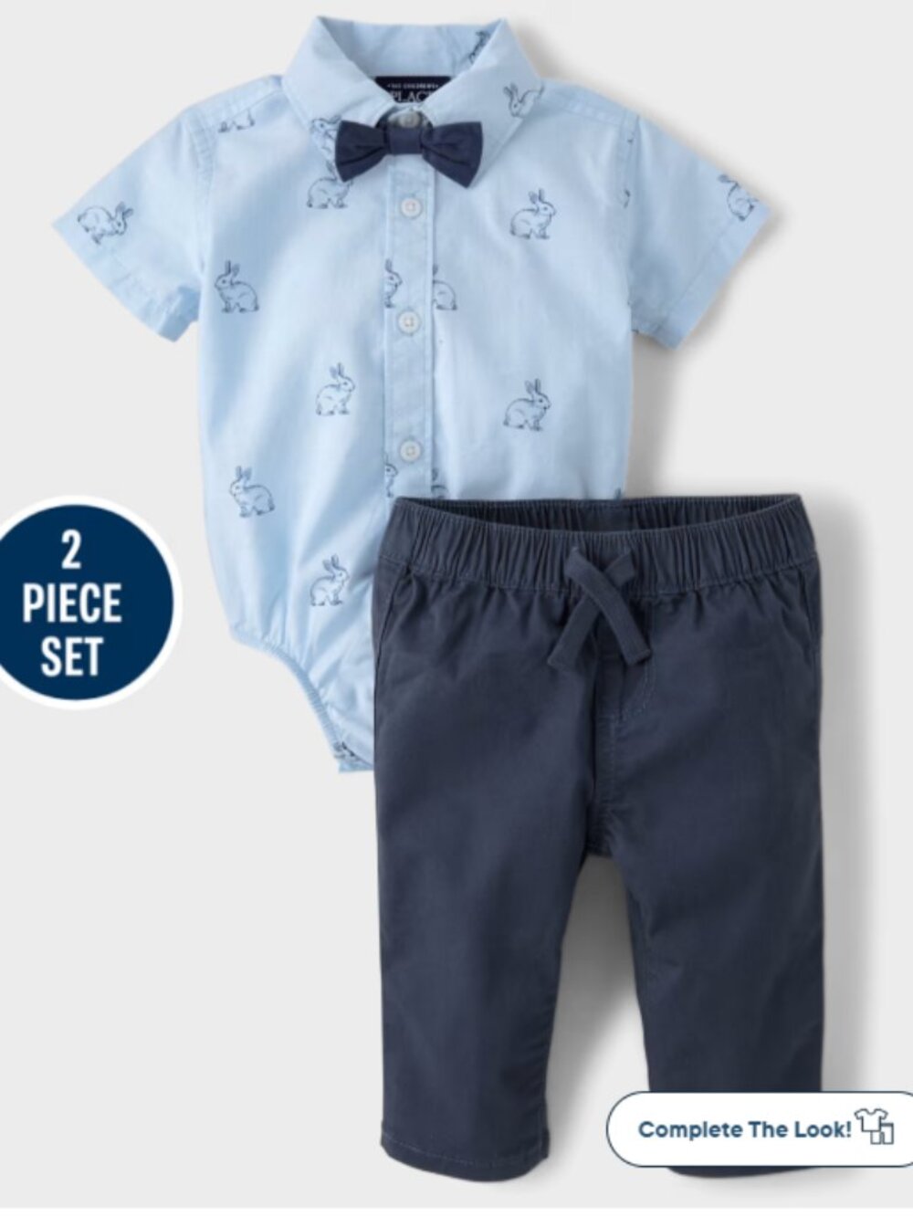 Children's Place Baby Boys Bunny 2-Piece Outfit with Bowtie - Spring, Easter